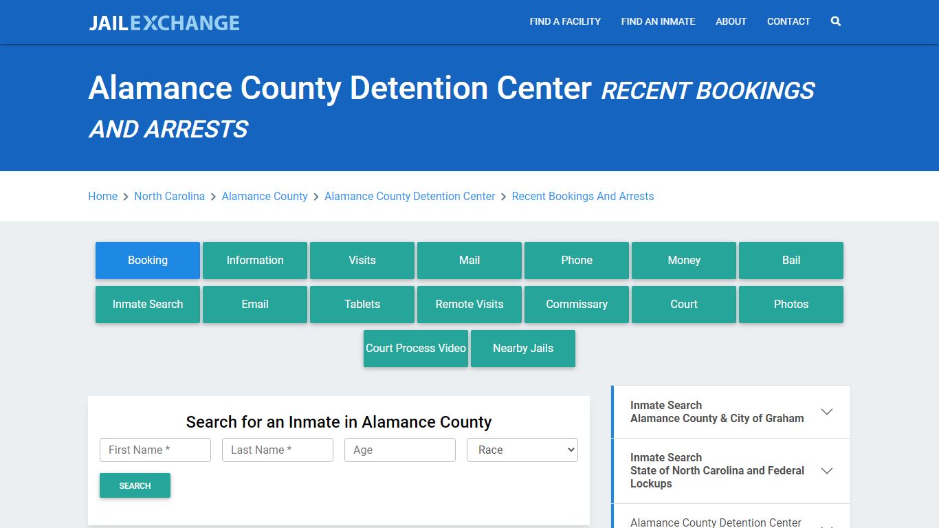 Alamance County Detention Center Recent Bookings And Arrests